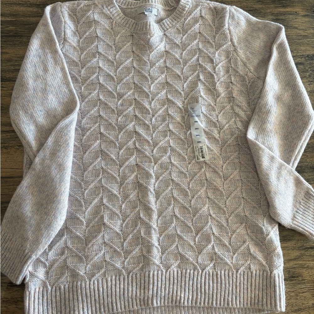 Cream Cable Knit Crew Neck Sweater